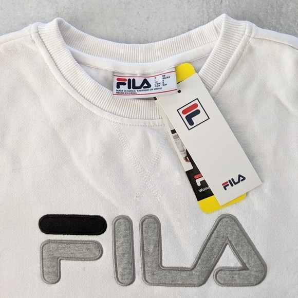 FILA Womens Varsity Stripe Logo Crew Neck Sweatshirt S NWT - Picture 3 of 6